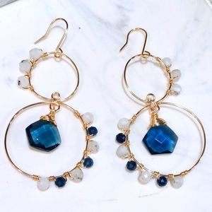 London blue topaz and moonstone earrings